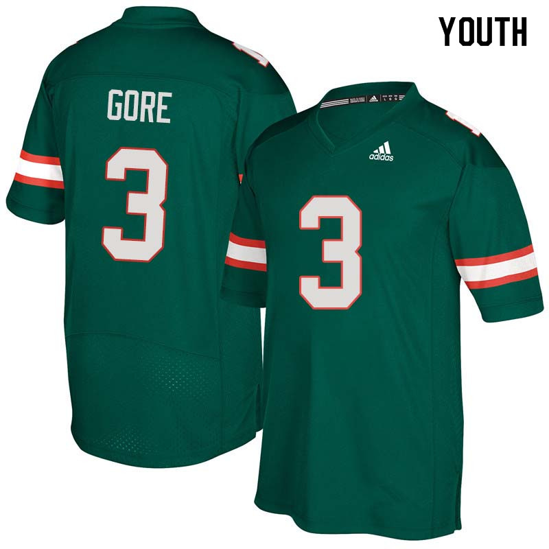 Youth Miami Hurricanes #3 Frank Gore College Football Jerseys Sale-Green - Click Image to Close